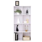 VASAGLE 8 Compartment Bookcase Open Shelf with 8 Storage Cubes, Wooden Display Storage Rack for Living Room, Home Office, Study and Bedroom, Modern Space Saving Book Storage Unit - White
