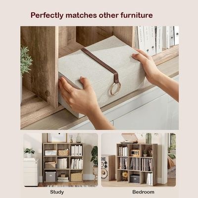 VASAGLE 9 Compartment Bookcase Open Shelf with 9 Storage Cubes, Wooden Display Storage Rack for Living Room, Home Office, Study and Bedroom, Modern Space Saving Book Storage Unit - Natural Pacific Walnut - Image 4