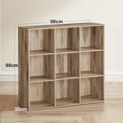 VASAGLE 9 Compartment Bookcase Open Shelf with 9 Storage Cubes, Wooden Display Storage Rack for Living Room, Home Office, Study and Bedroom, Modern Space Saving Book Storage Unit - Natural Pacific Walnut - Image 5