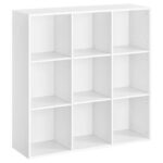 VASAGLE 9 Compartment Bookcase Open Shelf with 9 Storage Cubes, Wooden Display Storage Rack for Living Room, Home Office, Study and Bedroom, Modern Space Saving Book Storage Unit - White