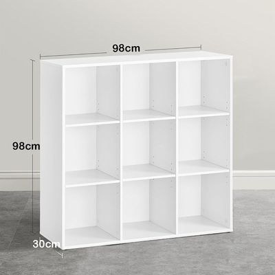 VASAGLE 9 Compartment Bookcase Open Shelf with 9 Storage Cubes, Wooden Display Storage Rack for Living Room, Home Office, Study and Bedroom, Modern Space Saving Book Storage Unit - White - Image 5