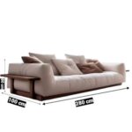 Luxury Fabric Sofa - Modern Minimalist Sofa with Wooden Base - Living Room Seating - 280 cm