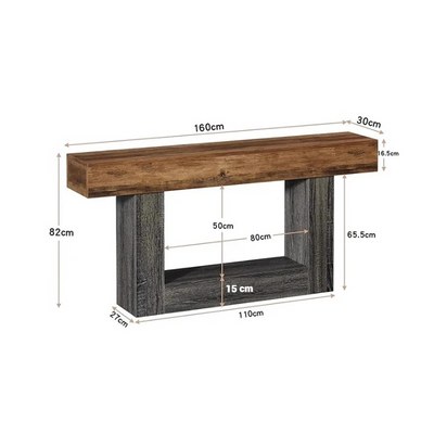 Modern Wooden Console Table with Open Shelf – Minimal Entryway & Living Room Console Table – 160 cm – Brown - Image 4