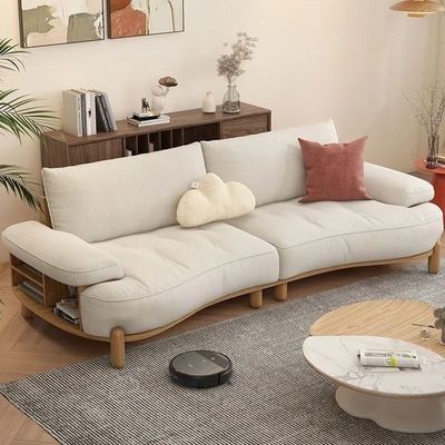 Modern Curved Fabric Sofa with Wooden Base – Contemporary Living Room Couch, Soft Cushioned Seating, Elegant Scandinavian Design, Premium Comfort Sofa – 240 - Image 2