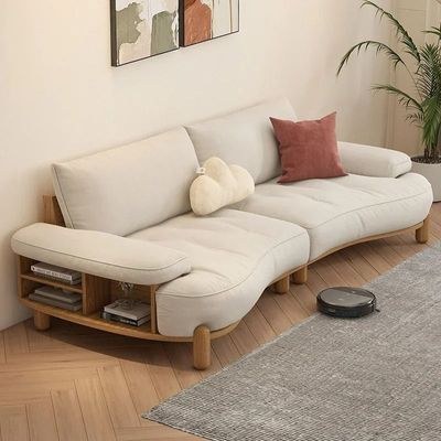 Modern Curved Fabric Sofa with Wooden Base – Contemporary Living Room Couch, Soft Cushioned Seating, Elegant Scandinavian Design, Premium Comfort Sofa – 240 - Image 3