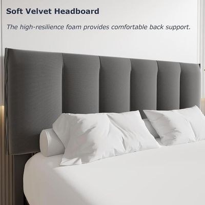 Vecelo Premium Bed Frame Upholstered with 4 Storage Drawers 200x200 Fabric Super King Bed - Image 2