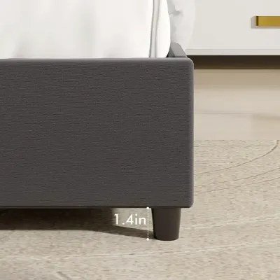 Vecelo Premium Bed Frame Upholstered with 4 Storage Drawers 200x200 Fabric Super King Bed - Image 3