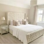 Wingback Upholstered Bed Frame 160x200 Fabric Queen Bed
