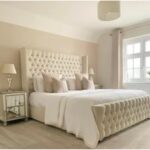 Wingback Upholstered Bed Frame 160x200 Fabric Queen Bed