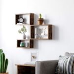 VASAGLE Decorative Floating Wall Shelves Set of 3, Cube Design Wooden Shelving for Books, Plants and Decorative Accessories - Dark Hunton Oak