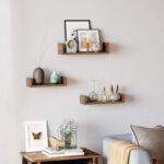 VASAGLE U-Shaped Decorative Floating Wall Shelves Set of 3, Cube Design Wooden Shelving for Books, Plants and Decorative Accessories - Dark Hunton Oak