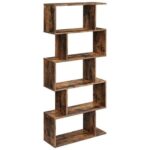 VASAGLE Zigzag Floating Wall Shelf, Cube Design, Wooden Shelving for Books, Plants, and Decorative Accessories - Dark Hunton Oak