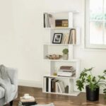 VASAGLE Zigzag Floating Wall Shelf, Cube Design, Wooden Shelving for Books, Plants, and Decorative Accessories - White