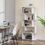 VASAGLE Zigzag Floating Wall Shelf, Cube Design, Wooden Shelving for Books, Plants, and Decorative Accessories - White