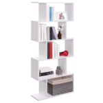 VASAGLE Zigzag Floating Wall Shelf, Cube Design, Wooden Shelving for Books, Plants, and Decorative Accessories - White