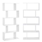 VASAGLE Zigzag Floating Wall Shelf, Cube Design, Wooden Shelving for Books, Plants, and Decorative Accessories - White