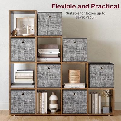 VASAGLE 10 Cube Wooden Storage Unit with Staircase Design - Freestanding Bookcase, Display Shelf, and Organizer for Living Room, Bedroom, or Study - Dark Hunton Oak - Image 4