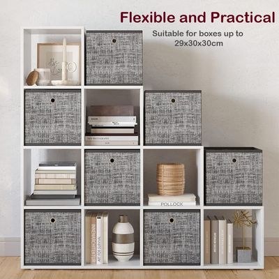 VASAGLE 10 Cube Wooden Storage Unit with Staircase Design - Freestanding Bookcase, Display Shelf, and Organizer for Living Room, Bedroom, or Study - White - Image 4