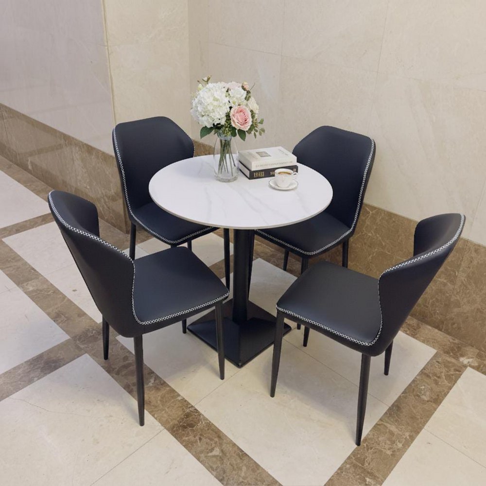 LHFHOMT 5-Pieces Dining Sets, 1 Piece Round Table With with 4 Chairs Modern Design Furniture for Home, Dining Room, Cafeteria