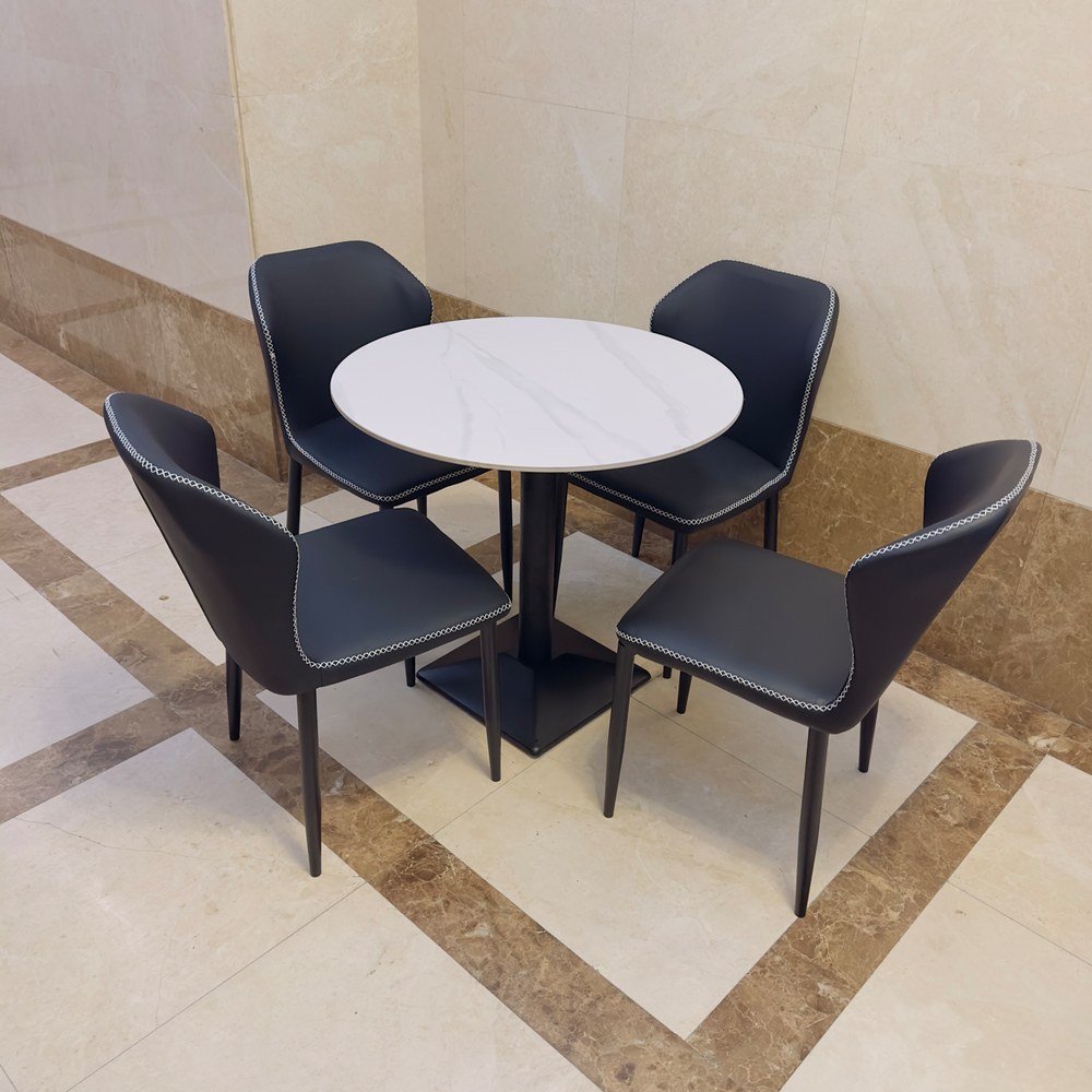 LHFHOMT 5-Pieces Dining Sets, 1 Piece Round Table With with 4 Chairs Modern Design Furniture for Home, Dining Room, Cafeteria - Image 2