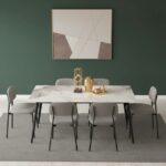 LHFHOMT 7-Pieces Luxury Dining Sets, 1 Piece Rectangular Table With with 6 Chairs Modern Design Furniture for kitchen, Dining Room