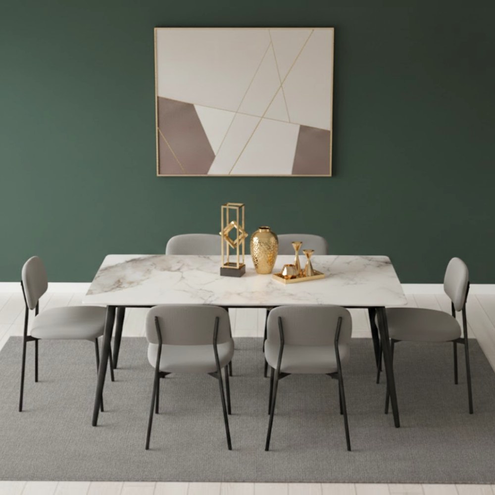 LHFHOMT 7-Pieces Luxury Dining Sets, 1 Piece Rectangular Table With with 6 Chairs Modern Design Furniture for kitchen, Dining Room