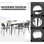 LHFHOMT 7-Pieces Luxury Dining Sets, 1 Piece Rectangular Table With with 6 Chairs Modern Design Furniture for kitchen, Dining Room