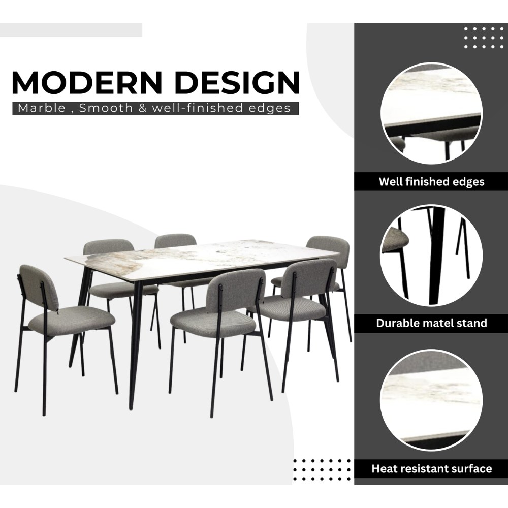 LHFHOMT 7-Pieces Luxury Dining Sets, 1 Piece Rectangular Table With with 6 Chairs Modern Design Furniture for kitchen, Dining Room - Image 3