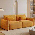 Modern Modular Fabric Sofa - Minimalist Design - Soft Upholstery - Orange - 200