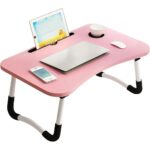 Laptop Wooden Bed Table – Foldable Lap Desk with Cup & Tablet Holder | Lightweight, Portable & Adjustable | Ideal for Work, Study, Meals, Reading – Perfect for Home, Office & Travel