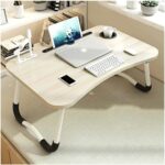 Laptop Wooden Bed Table – Foldable Lap Desk with Cup & Tablet Holder | Lightweight, Portable & Adjustable | Ideal for Work, Study, Meals, Reading – Perfect for Home, Office & Travel
