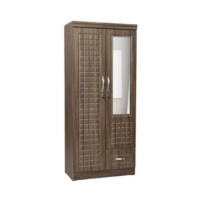 Riley 2 Door Wooden Wardrobe With Mirror and One Drawer Oak