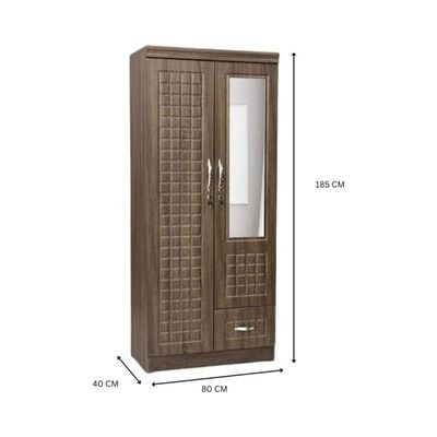 Riley 2 Door Wooden Wardrobe With Mirror and One Drawer Oak - Image 3