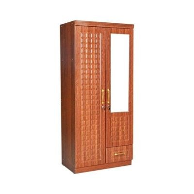 Riley 2 Door Wooden Wardrobe With Mirror and One Drawer Cherry