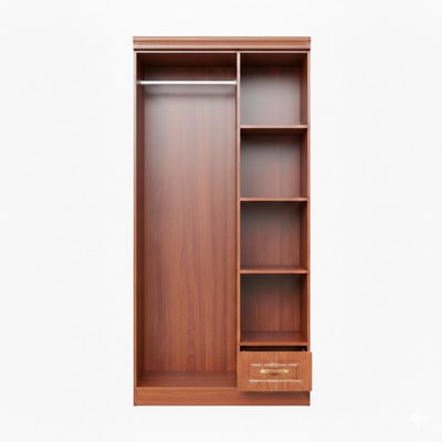 Riley 2 Door Wooden Wardrobe With Mirror and One Drawer Cherry - Image 2
