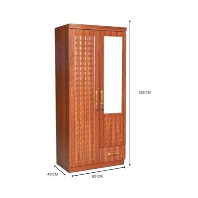 Riley 2 Door Wooden Wardrobe With Mirror and One Drawer Cherry - Image 3