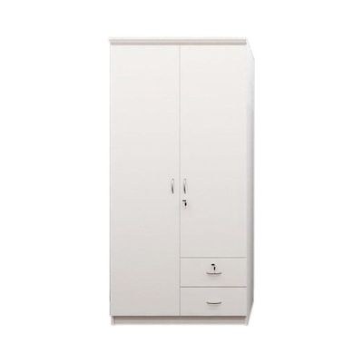 Riley 2 Door wardrobe with 2 drawer Hanging Rod & 5 Shelves White