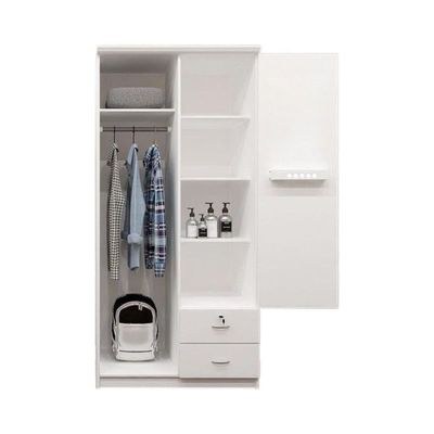 Riley 2 Door wardrobe with 2 drawer Hanging Rod & 5 Shelves White - Image 2