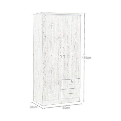 Riley 2 Door wardrobe with 2 drawer Hanging Rod & 5 Shelves White - Image 3
