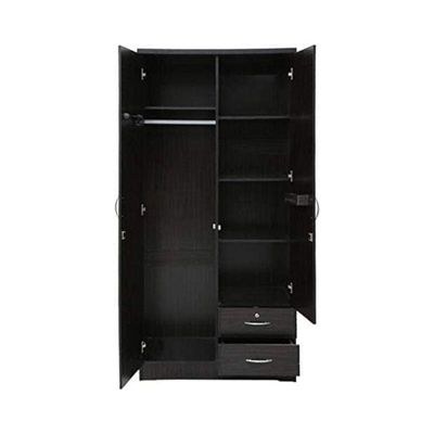 Riley 2 Door wardrobe with 2 drawer Hanging Rod & 5 Shelves Wenge - Image 2