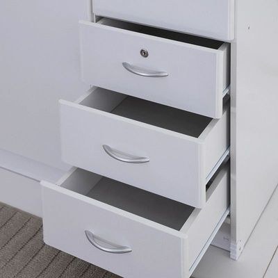 Riley 3 Door wardrobe for Bedroom with 3 Drawers and 5 Shelves | Cupboard for Home | Bedroom Wardrobes | Wooden Cupboard White - Image 4