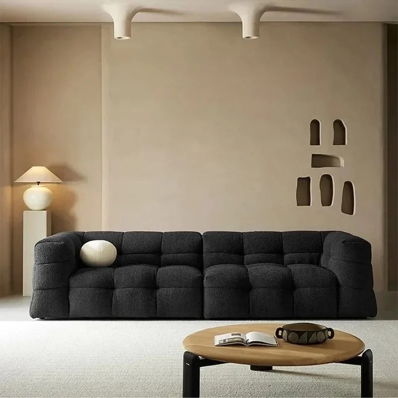 Tufted Armchair Sofa Daybed Nordic For Living Room Length 180cm x Width 103cm x Height 70cm - Black