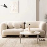 Teddy Living Room Sofa Minimalist Sectional Italian Modular Couch Length 210cm x Width 95cm x Height 71cm / 3- Seater - Off-white