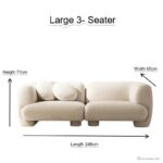 Teddy Living Room Sofa Minimalist Sectional Italian Modular Couch Length 248cm x Width 95cm x Height 71cm / large 3- Seater - Off-white