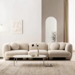 Teddy Living Room Sofa Minimalist Sectional Italian Modular Couch Length 280cm x Width 95cm x Height 71cm / 4- Seater - Off-white