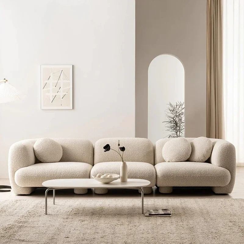 Teddy Living Room Sofa Minimalist Sectional Italian Modular Couch Length 280cm x Width 95cm x Height 71cm / 4- Seater - Off-white