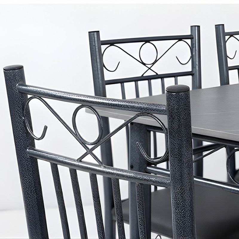Crete Dining Table 6 seater Rectangular Dining Set | Sturdy Kitchen Marbel Top Table with Fabric Chairs | Dining set 1+6 Seater for Home,Hotel and Dining Room Grey - Image 4