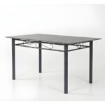 Crete Dining Table 6 seater Rectangular Dining Set | Sturdy Kitchen Marbel Top Table with Fabric Chairs | Dining set 1+6 Seater for Home,Hotel and Dining Room Grey