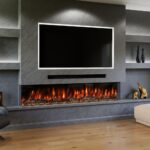 Evolution Fires Spectrum 82 Inch Built-In Electric Fireplace, TV Wall Fireplace for Media Walls, LED Flame Effects, Remote Control, 1.5kW Heater