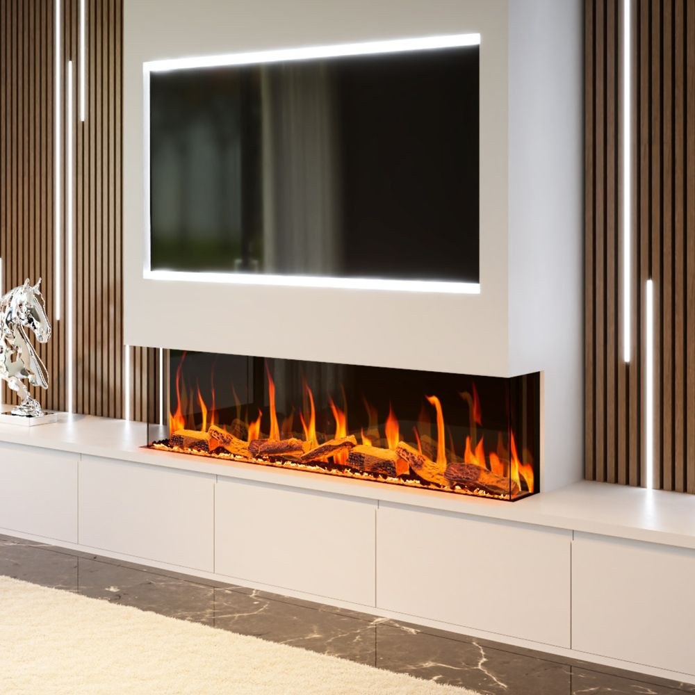 Evolution Fires Evervue 60 Inch Built-In Electric Fireplace, TV Wall Fireplace for Media Walls, LCD Video Flame Effects, App Control, Remote Control, 1.5kW Heater